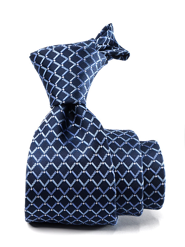 Como Checks Navy Silk Tie