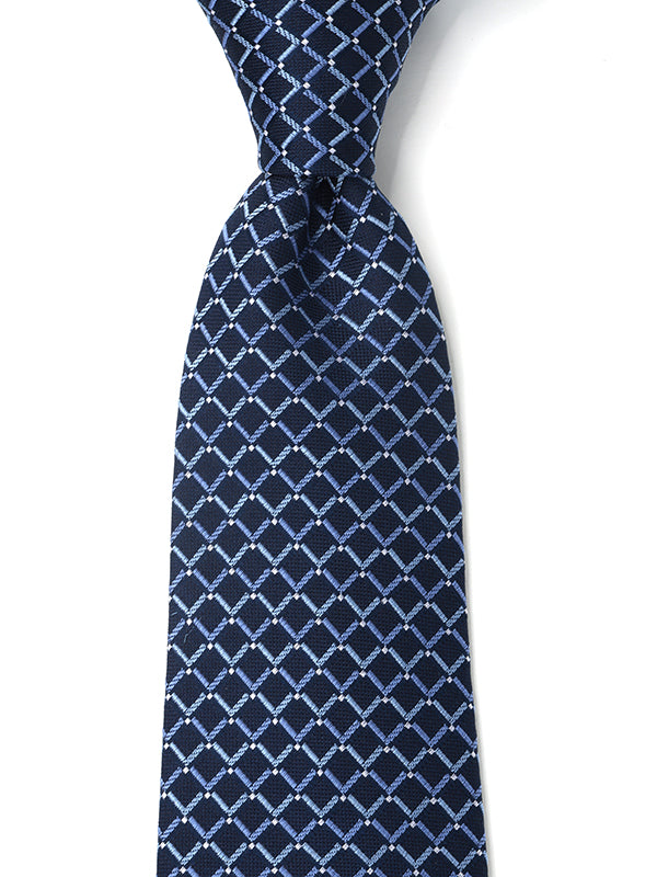 Como Checks Navy Silk Tie