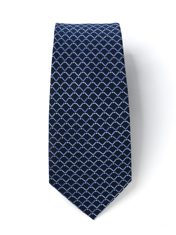 Como Checks Navy Silk Tie