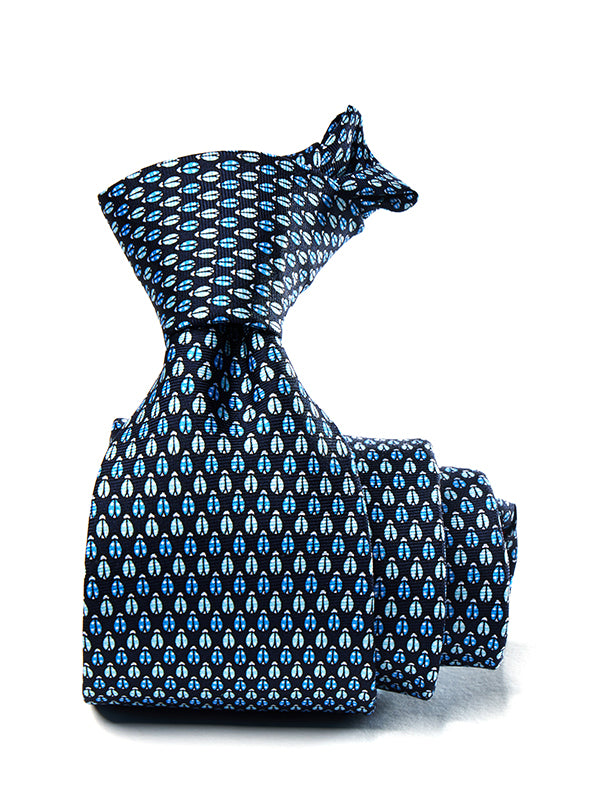 Saglia Printed Dark Blue Silk Tie