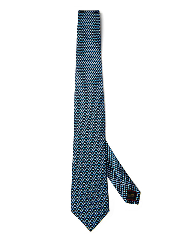 Saglia Printed Dark Blue Silk Tie