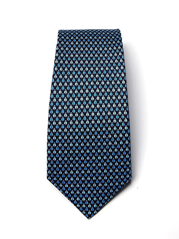 Saglia Printed Dark Blue Silk Tie