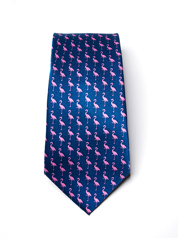 Saglia Printed Dark Blue Silk Tie