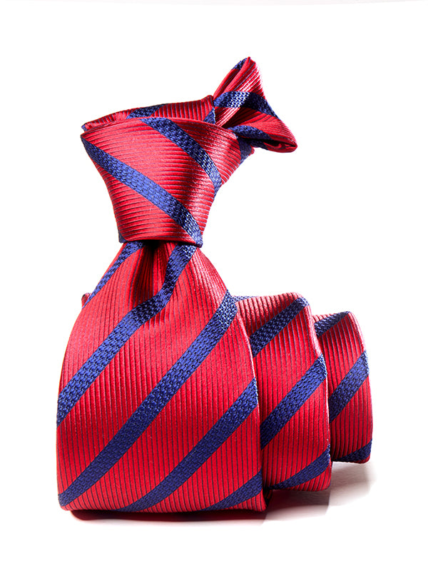 Sicilia Striped Dark Red Silk Tie