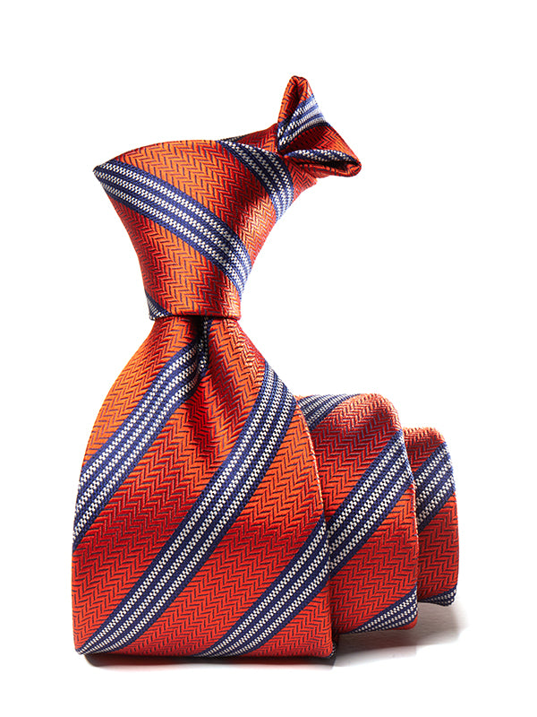 Sicilia Striped Dark Orange Silk Tie