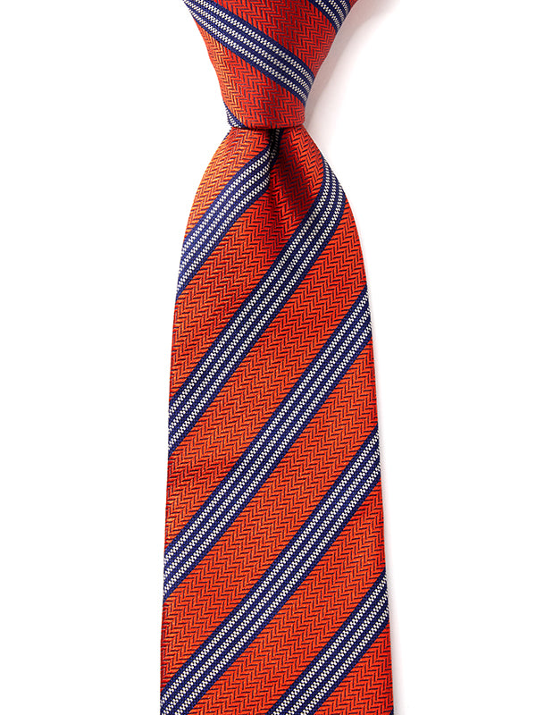 Sicilia Striped Dark Orange Silk Tie
