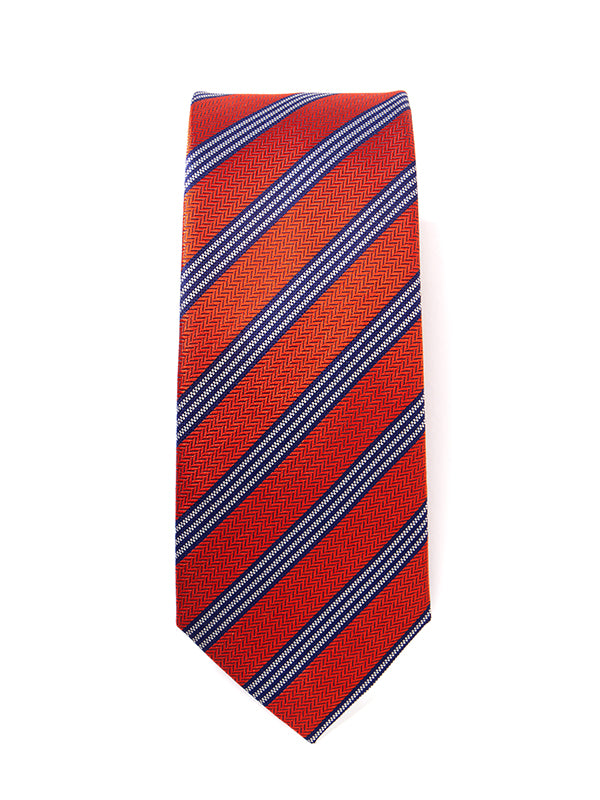 Sicilia Striped Dark Orange Silk Tie