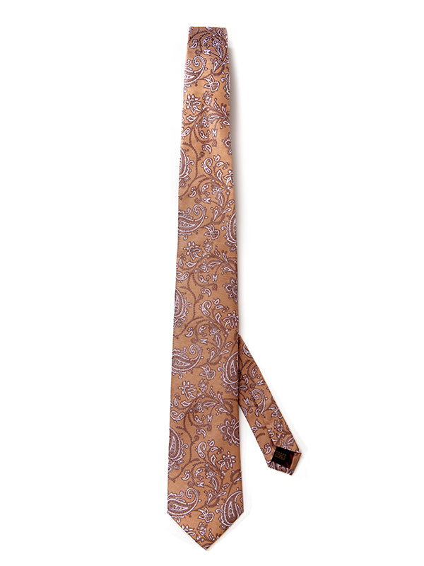 Torino All Over Dark Beige Silk Tie