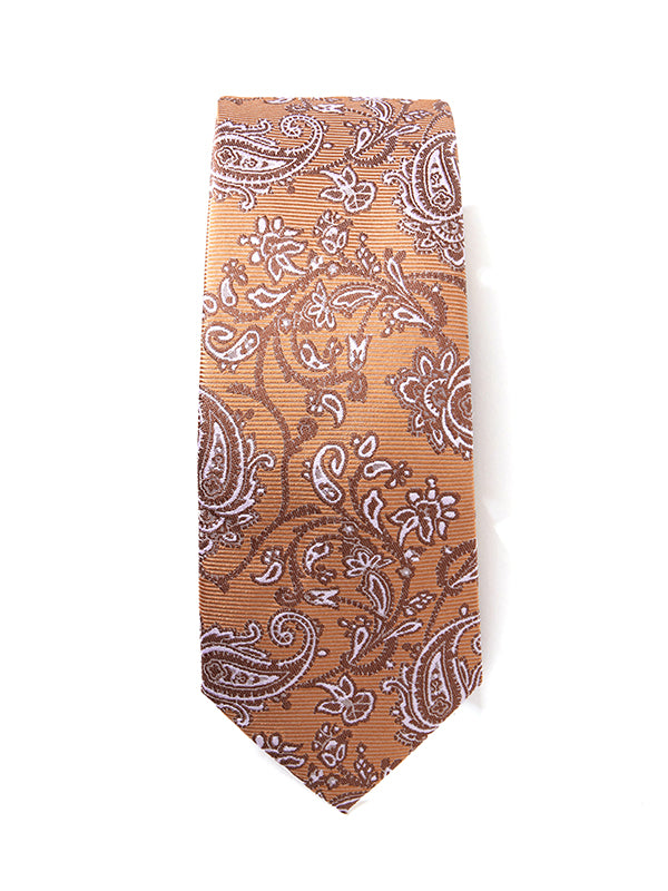 Torino All Over Dark Beige Silk Tie