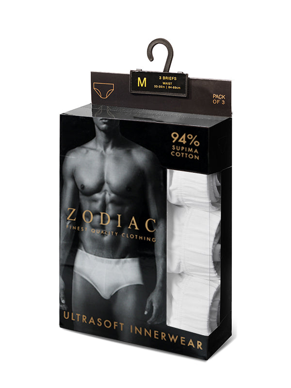 White Innerwear Supima Cotton Brief- 3 Pc Pack