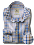 Dominik Twill Beige Check Full Sleeve Tailored Fit Casual Cotton Shirt