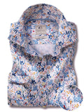 Marseille Blue Printed Full Sleeve Tailored Fit Casual Cotton Shirt