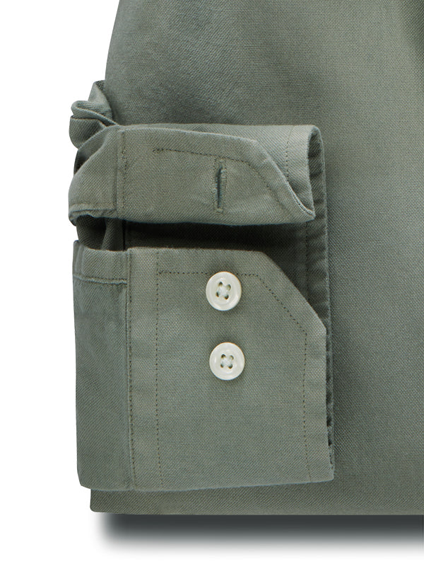 Formentera Oxford Dark Olive Solid Full Sleeve Tailored Fit Casual Cotton Shirt