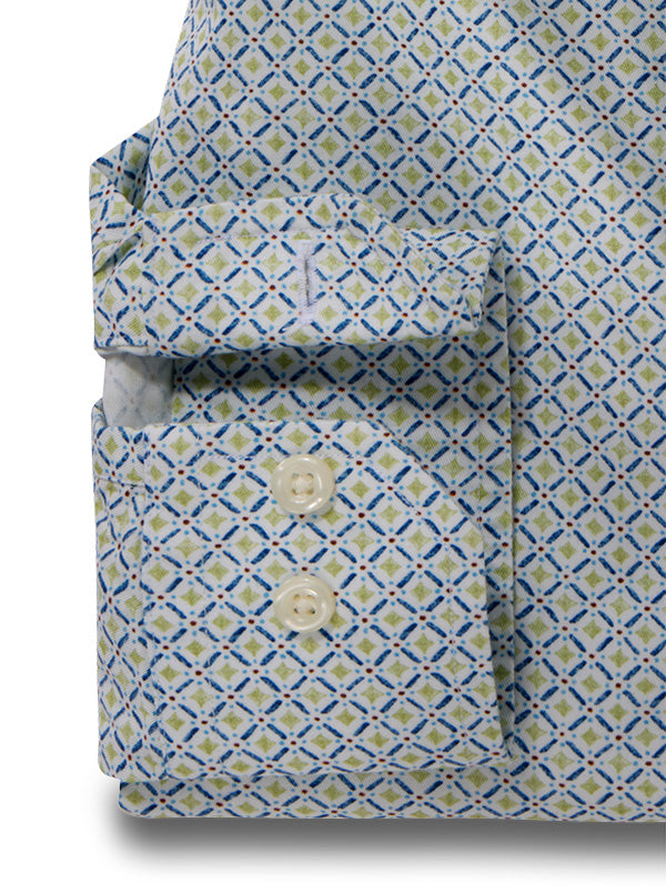 Isak Twill Green Printed Full Sleeve Tailored Fit Casual Cotton Shirt