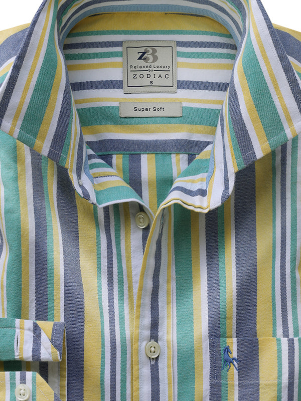 Mason Oxford Jade Striped Full Sleeve Tailored Fit Casual Cotton Shirt
