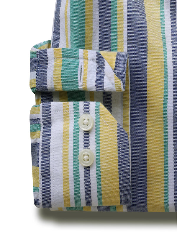 Mason Oxford Jade Striped Full Sleeve Tailored Fit Casual Cotton Shirt