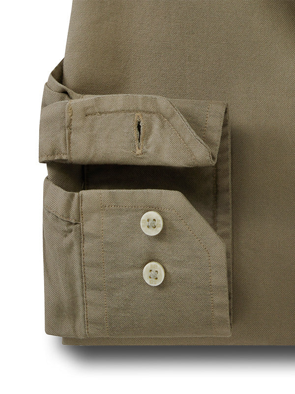 Formentera Oxford Olive Solid Full Sleeve Tailored Fit Casual Cotton Shirt