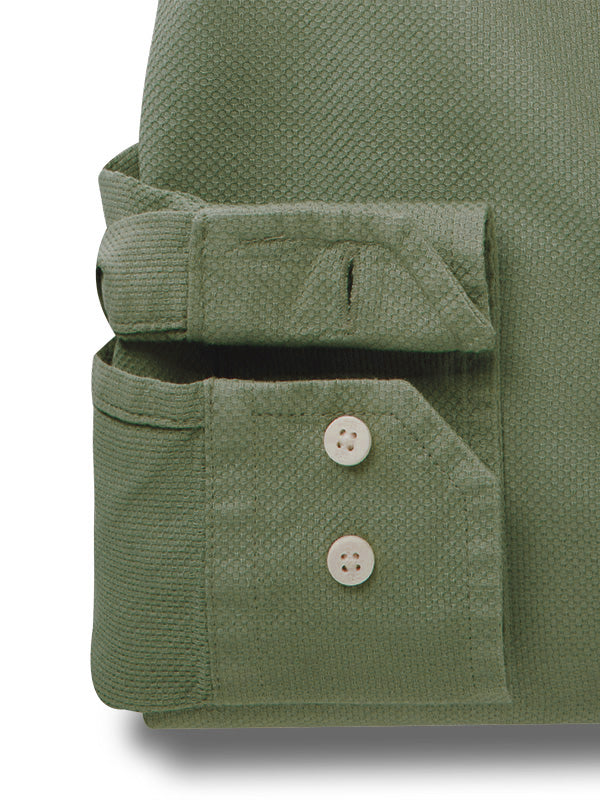 Starka Dobby Garment Dyed Olive Full Sleeve Tailored Fit Casual Cotton Shirt