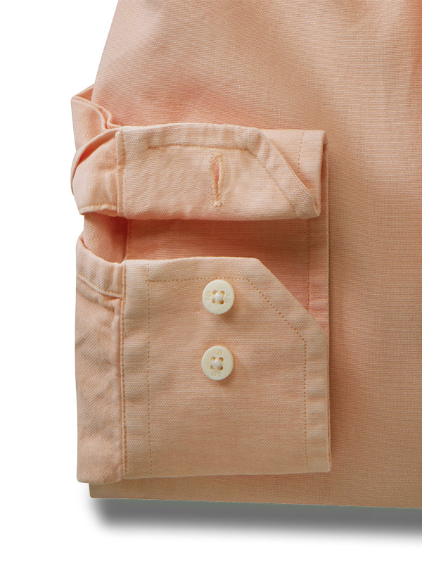 Diaz Oxford Garment Dyed Orange Solid Full Sleeve Tailored Fit Casual Cotton Shirt