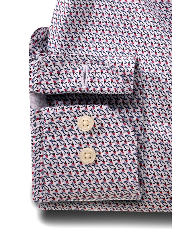 Vinicius Red Printed Full Sleeve Tailored Fit Casual Cotton Shirt