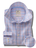 Raum Seersucker Sky Check Full Sleeve Tailored Fit Casual Cotton Shirt