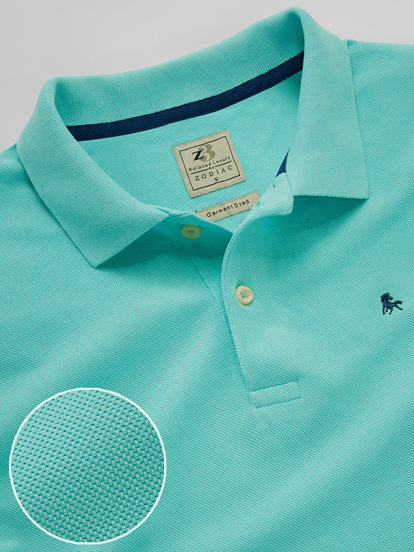 z3 Polo Garment Dyed Jade Solid Tailored Fit Casual Cotton T-Shirt