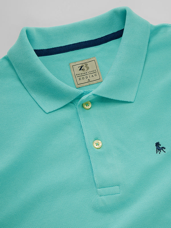 z3 Polo Garment Dyed Jade Solid Tailored Fit Casual Cotton T-Shirt