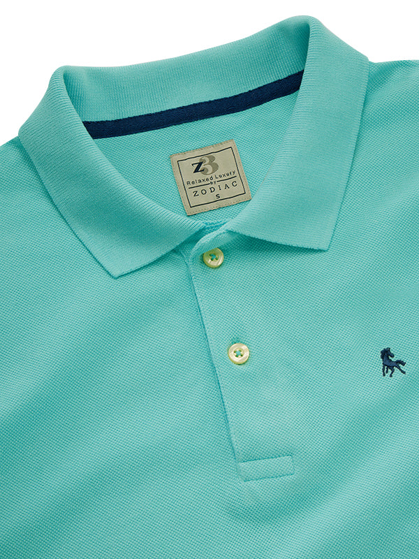 z3 Polo Garment Dyed Jade Solid Tailored Fit Casual Cotton T-Shirt