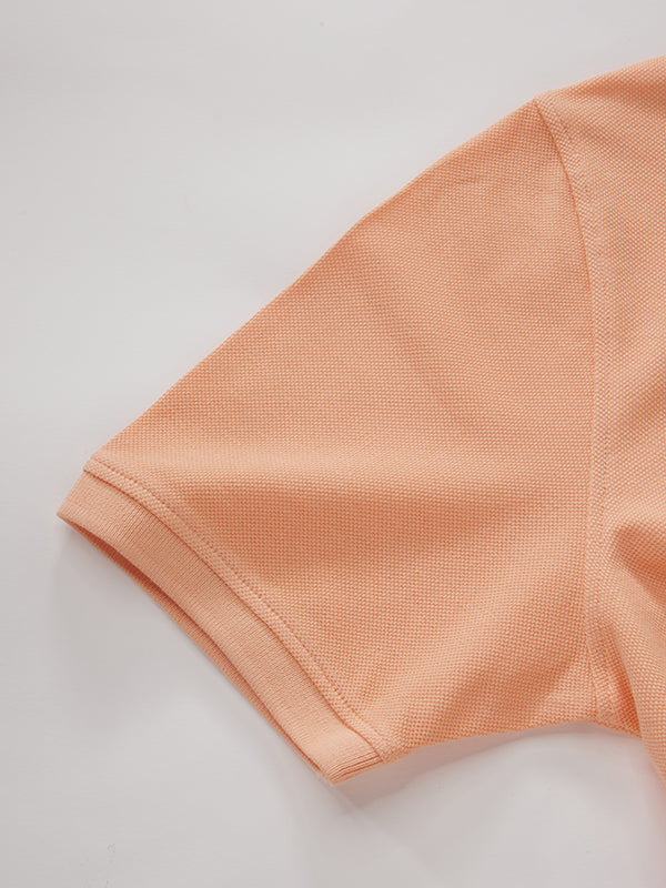 z3 Polo Garment Dyed Peach Solid Tailored Fit Casual Cotton T-Shirt