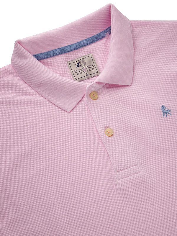 z3 Polo Garment Dyed Pink Solid Tailored Fit Casual Cotton T-Shirt