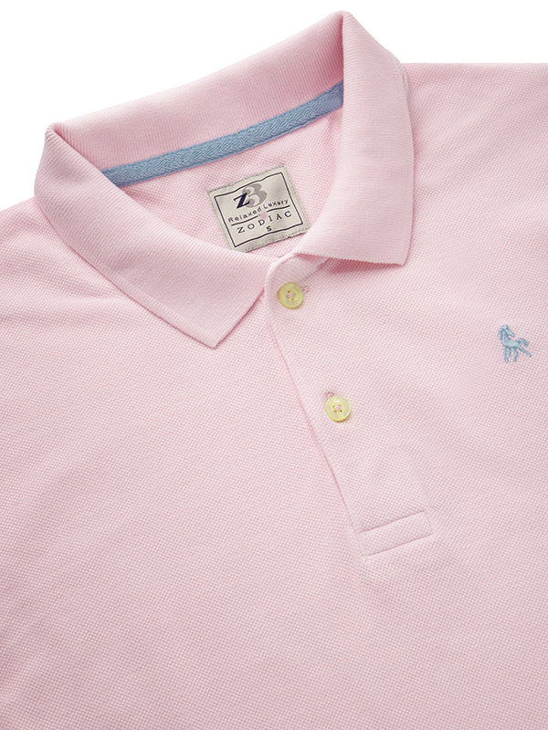 z3 Polo Garment Dyed Pink Solid Tailored Fit Casual Cotton T-Shirt