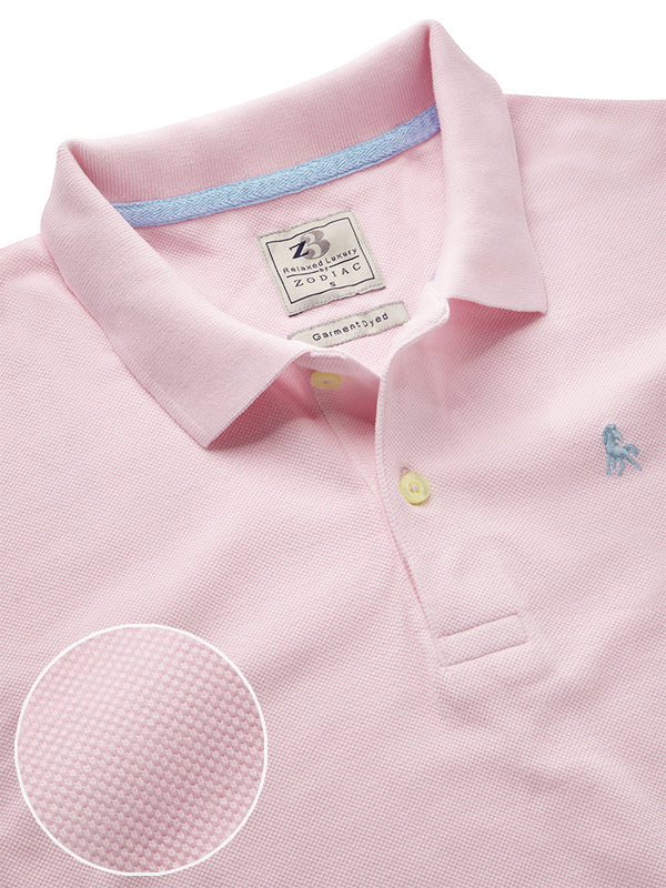 z3 Polo Garment Dyed Pink Solid Tailored Fit Casual Cotton T-Shirt