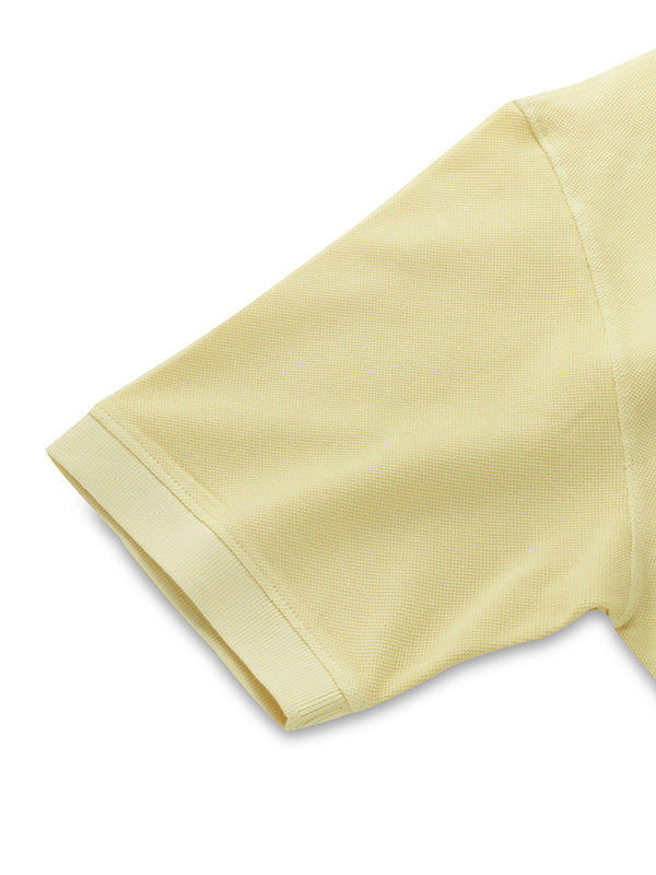 z3 Polo Garment Dyed Yellow Solid Tailored Fit Casual Cotton T-Shirt