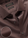 Marzeno Brown Solid Full Sleeve Single Cuff Tailored Fit Semi Formal Dark Two Ply Mercerized Cotton Shirt