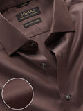 Marzeno Brown Solid Full Sleeve Single Cuff Tailored Fit Semi Formal Dark Two Ply Mercerized Cotton Shirt