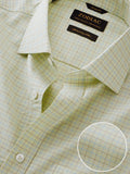 Barboni Olive Check Half Sleeve Classic Fit Classic Formal Egyptian Giza Silk Touch Cotton Shirt