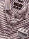 Barboni Brown Striped Full Sleeve Single Cuff Classic Fit Classic Formal Silk Touch Egyptian Giza Cotton Shirt