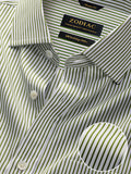 Barboni Olive Striped Full Sleeve Single Cuff Classic Fit Classic Formal Silk Touch Egyptian Giza Cotton Shirt
