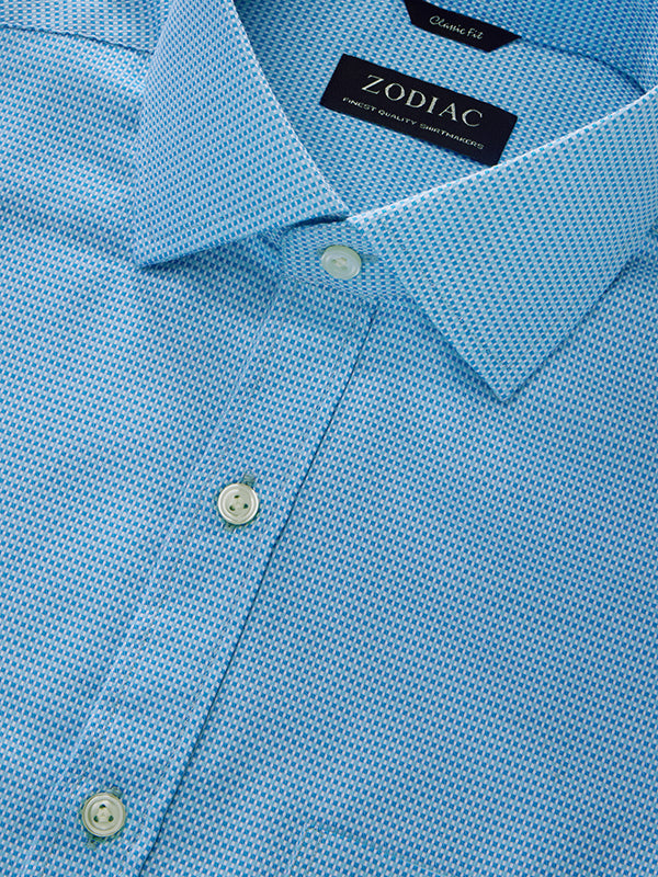 Cascia Turquoise Solid Full Sleeve Single Cuff Classic Fit Classic Formal Cotton Shirt