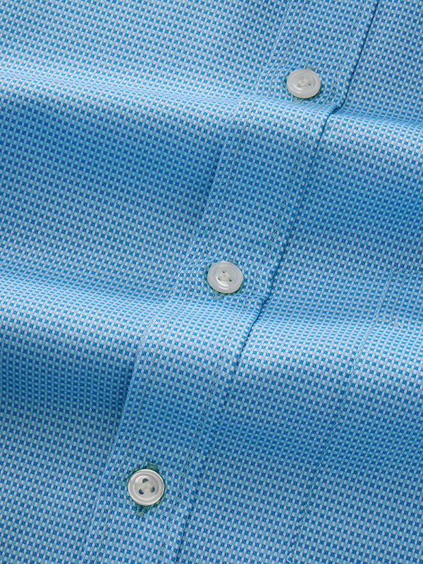Cascia Turquoise Solid Full Sleeve Single Cuff Classic Fit Classic Formal Cotton Shirt