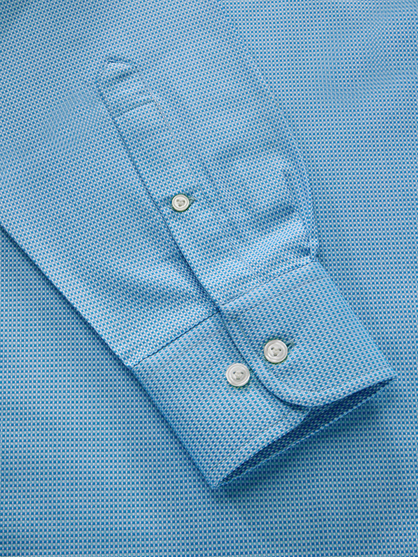 Cascia Turquoise Solid Full Sleeve Single Cuff Classic Fit Classic Formal Cotton Shirt