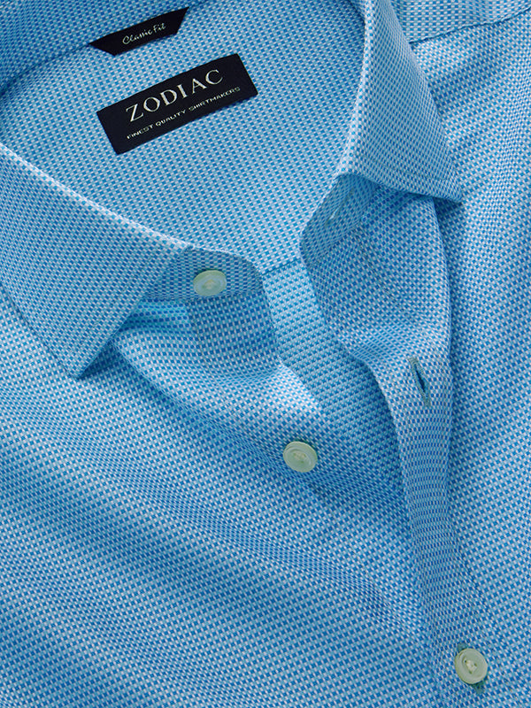 Cascia Turquoise Solid Full Sleeve Single Cuff Classic Fit Classic Formal Cotton Shirt