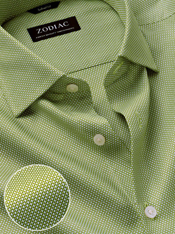 Cascia Olive Solid Full Sleeve Single Cuff Tailored Fit Classic Formal Cotton Shirt