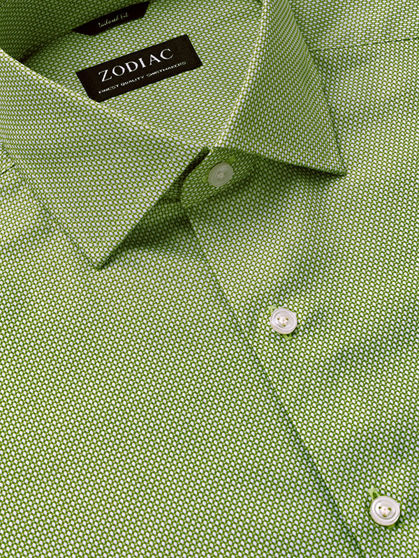 Cascia Olive Solid Full Sleeve Single Cuff Tailored Fit Classic Formal Cotton Shirt