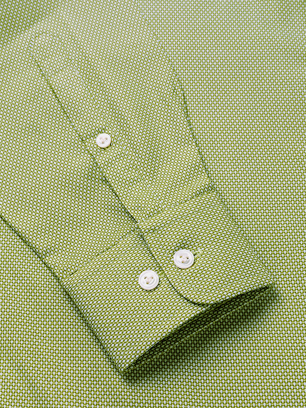 Cascia Olive Solid Full Sleeve Single Cuff Tailored Fit Classic Formal Cotton Shirt