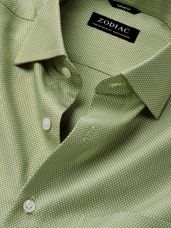 Cascia Olive Solid Full Sleeve Single Cuff Tailored Fit Classic Formal Cotton Shirt