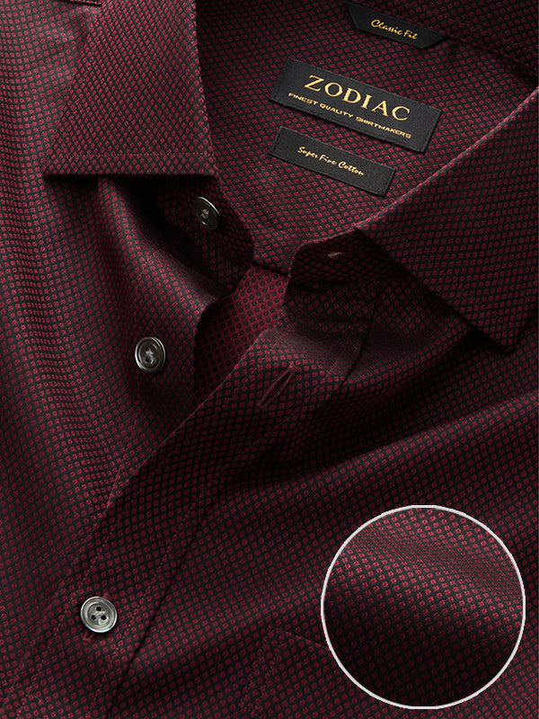 Chianti Maroon Solid Full Sleeve Single Cuff Classic Fit Semi Formal Dark Cotton Shirt