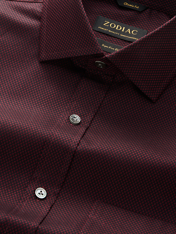 Chianti Maroon Solid Full Sleeve Single Cuff Classic Fit Semi Formal Dark Cotton Shirt