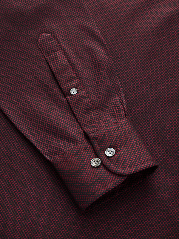 Chianti Maroon Solid Full Sleeve Single Cuff Classic Fit Semi Formal Dark Cotton Shirt