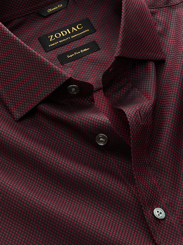 Chianti Maroon Solid Full Sleeve Single Cuff Classic Fit Semi Formal Dark Cotton Shirt